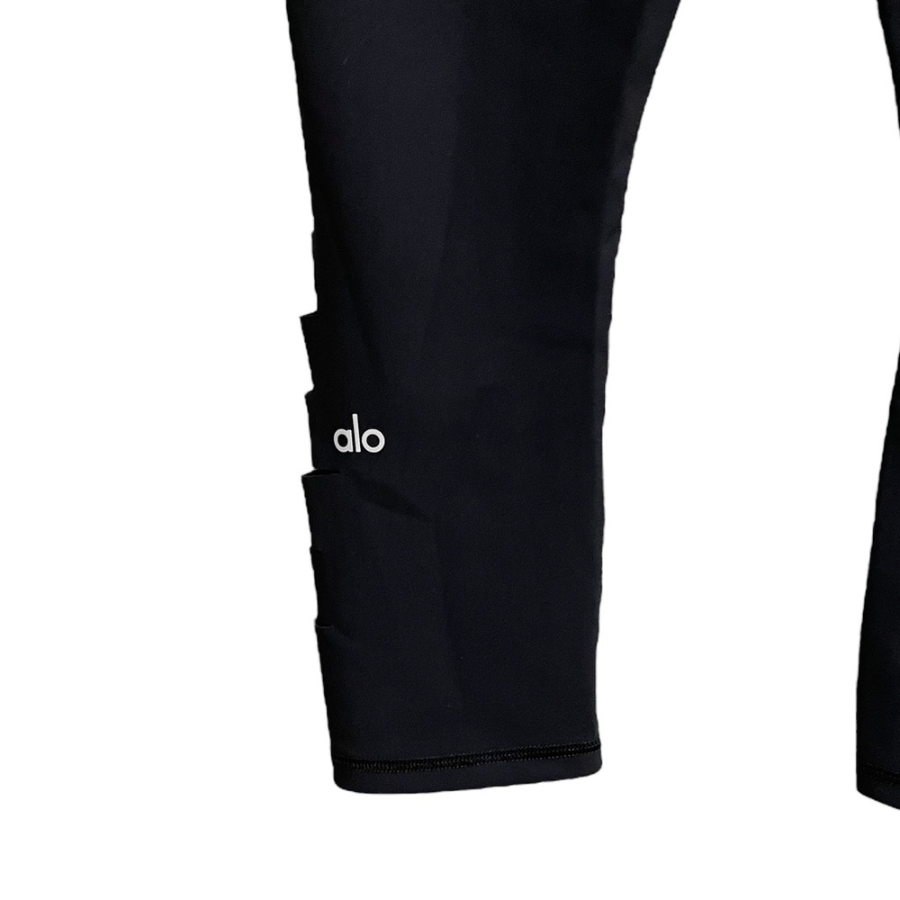 Alo Yoga High Waist Side Sliced Capri Crop Leggings Black - Picture 4 of 5
